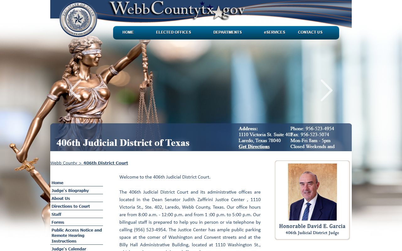 Webb County 406th District Court page