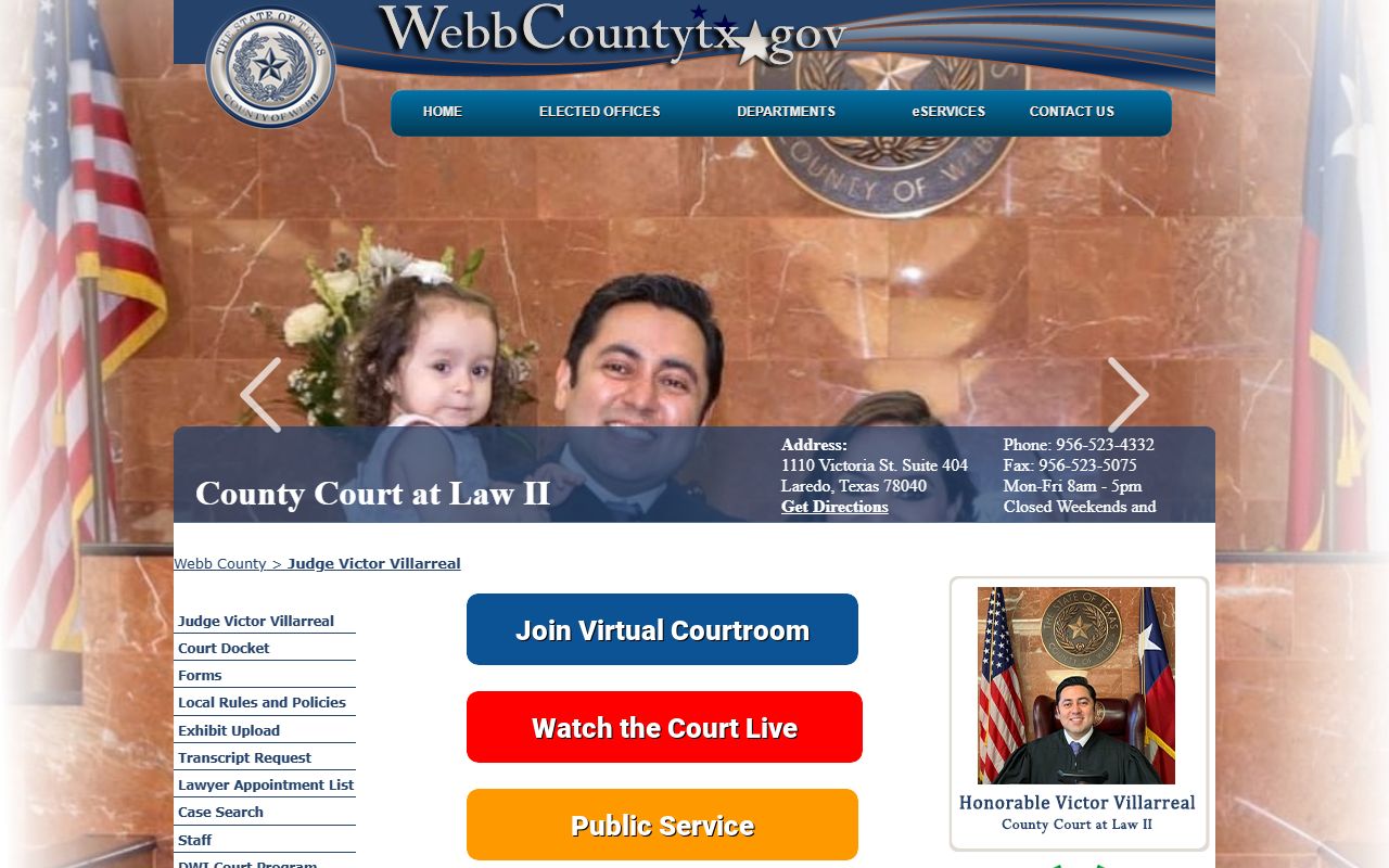 Webb County court dockets and forms on the County Court at Law II page