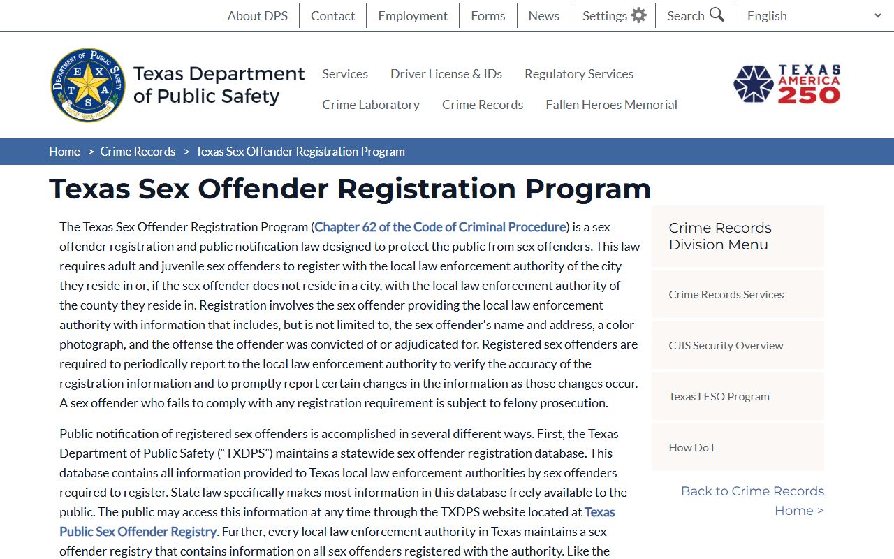 Texas sex offender registry tied to Webb County released inmates