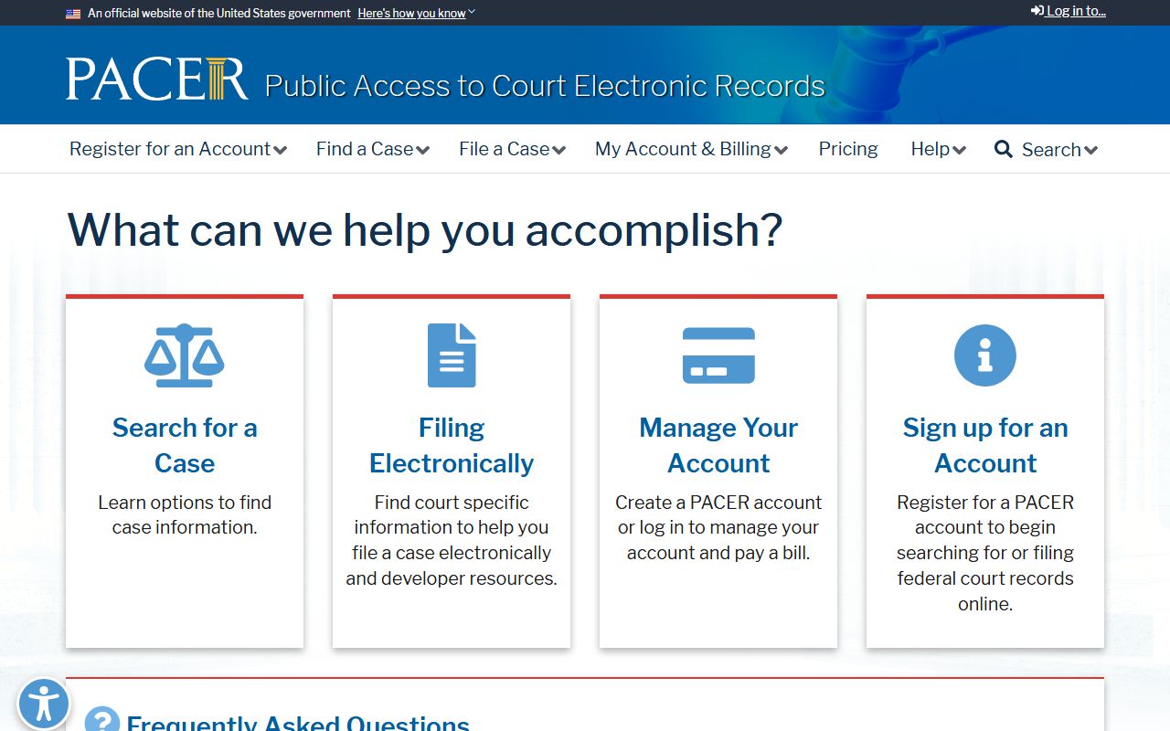 PACER portal for federal cases tied to Webb County court records