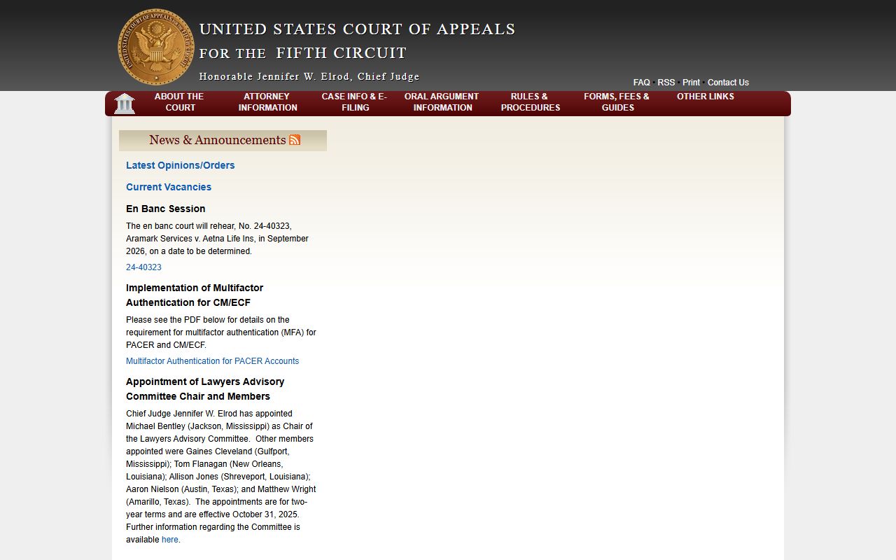 Fifth Circuit court of appeals over Webb County federal court records