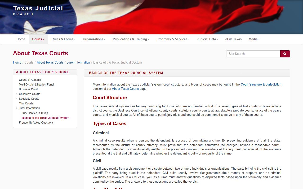 Texas trial court types behind Webb County Court records
