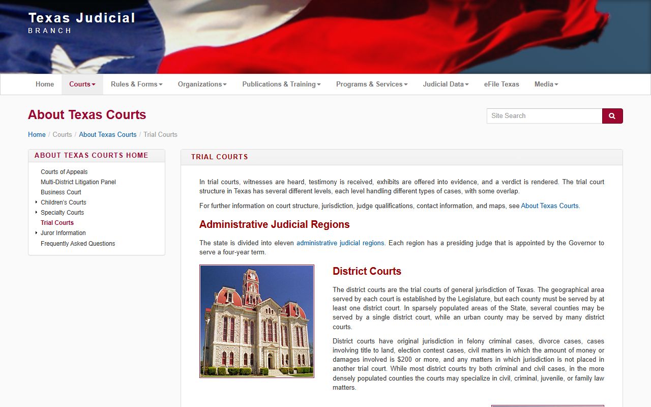 Texas trial court structure that shapes Webb County Court records