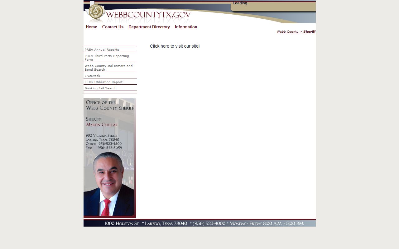 Webb County arrest records links on the sheriff page