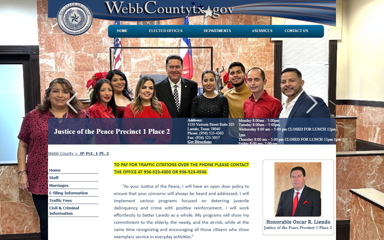 Webb County JP Precinct 1 Place 1 page for traffic court records