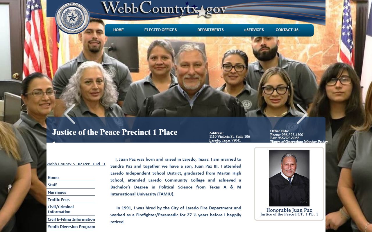 Webb County JP 1-1 wedding ceremony fees alongside marriage records