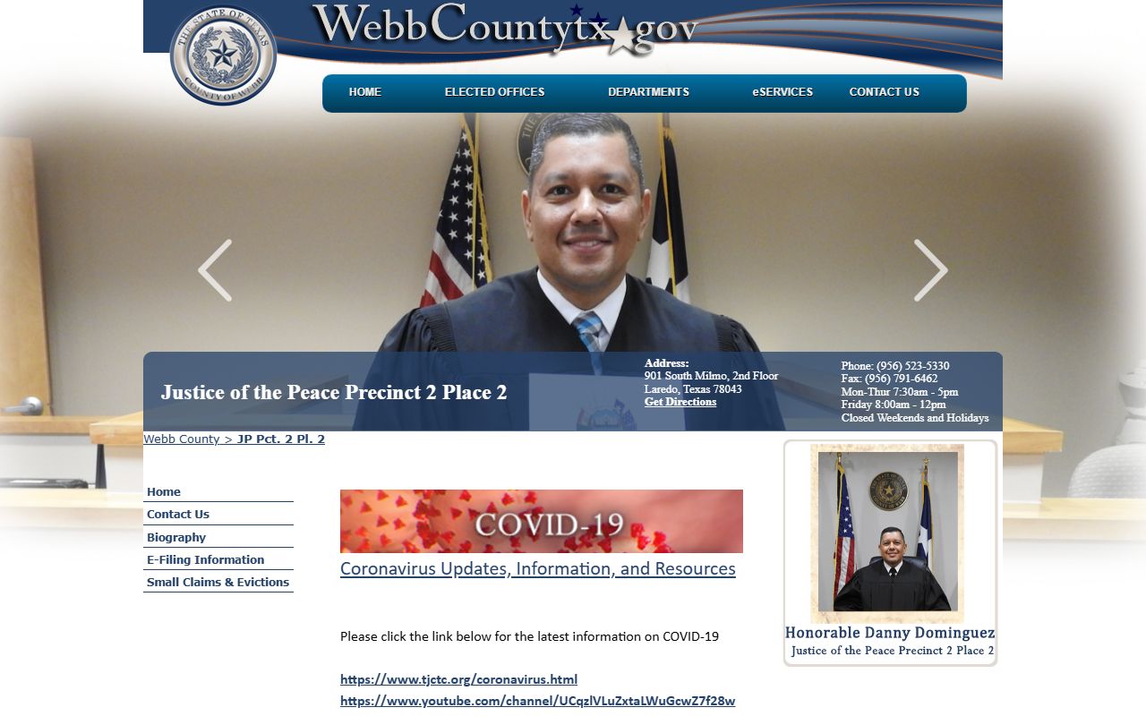 Webb County JP 2-2 page for traffic court records