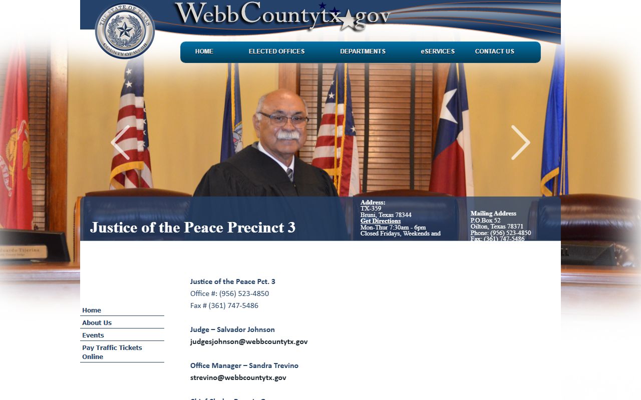 Webb County JP 3 page with traffic court records details