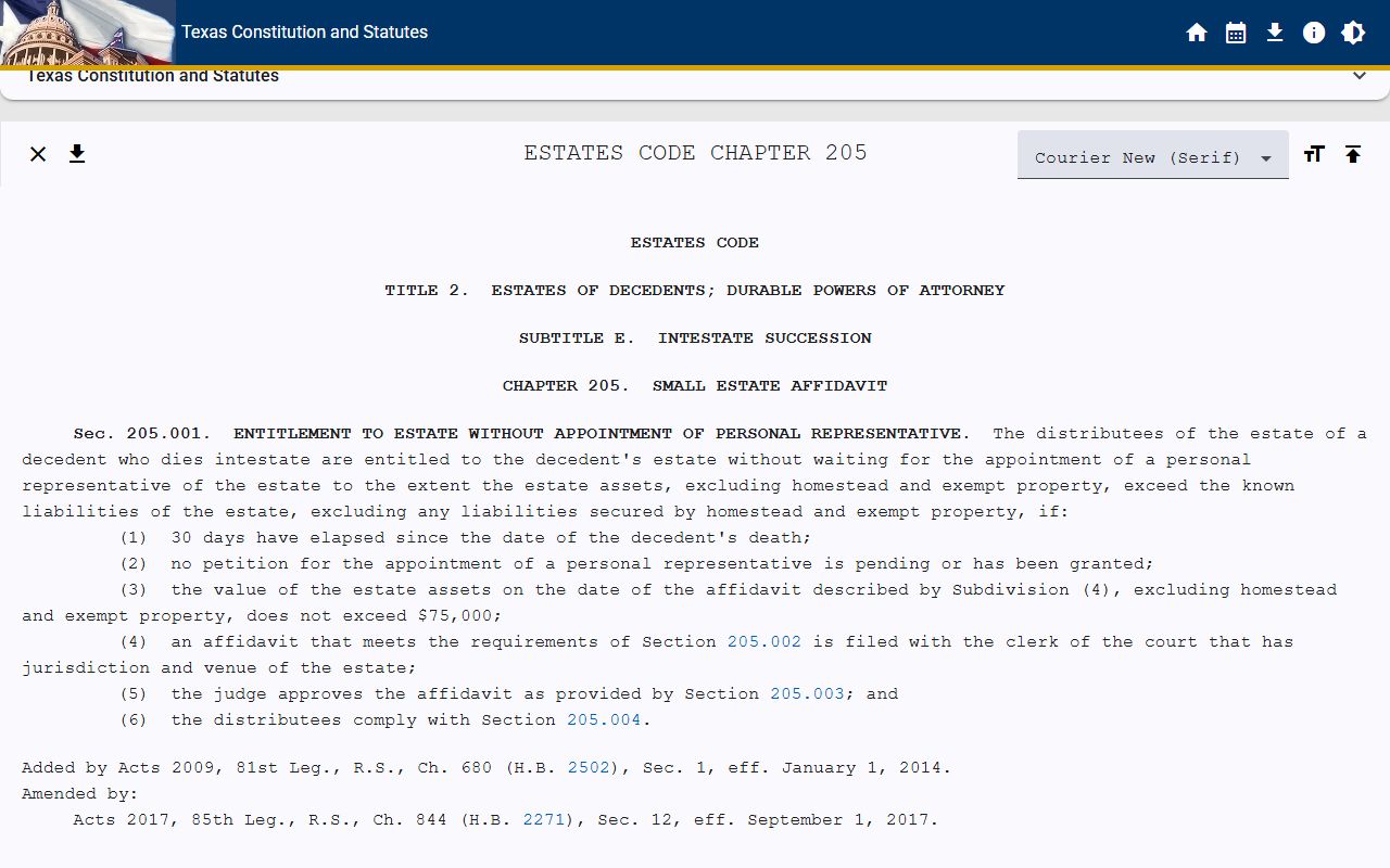 Small estate affidavit rules under Texas probate records framework