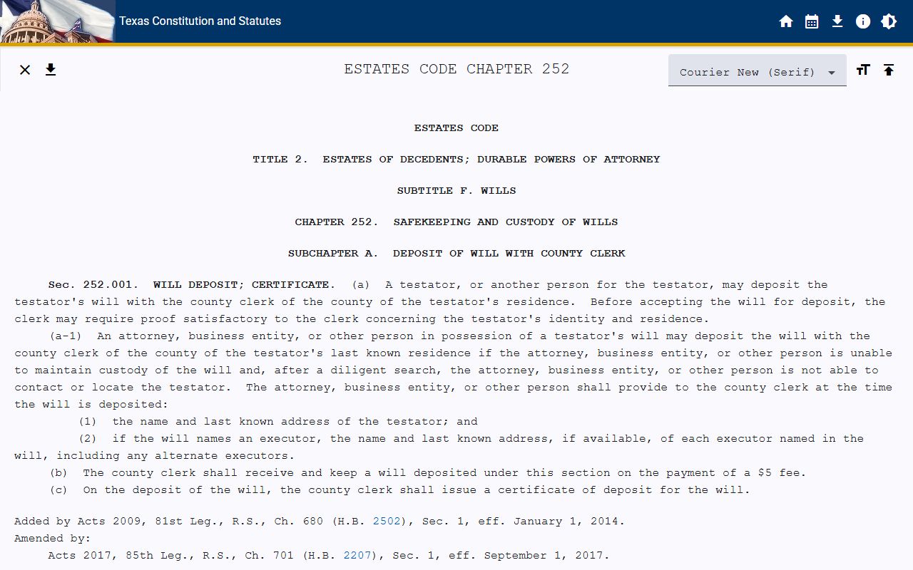 Texas Estates Code will safekeeping behind Webb County probate records