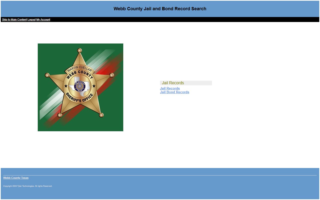 Webb County inmate records jail and bond search interface